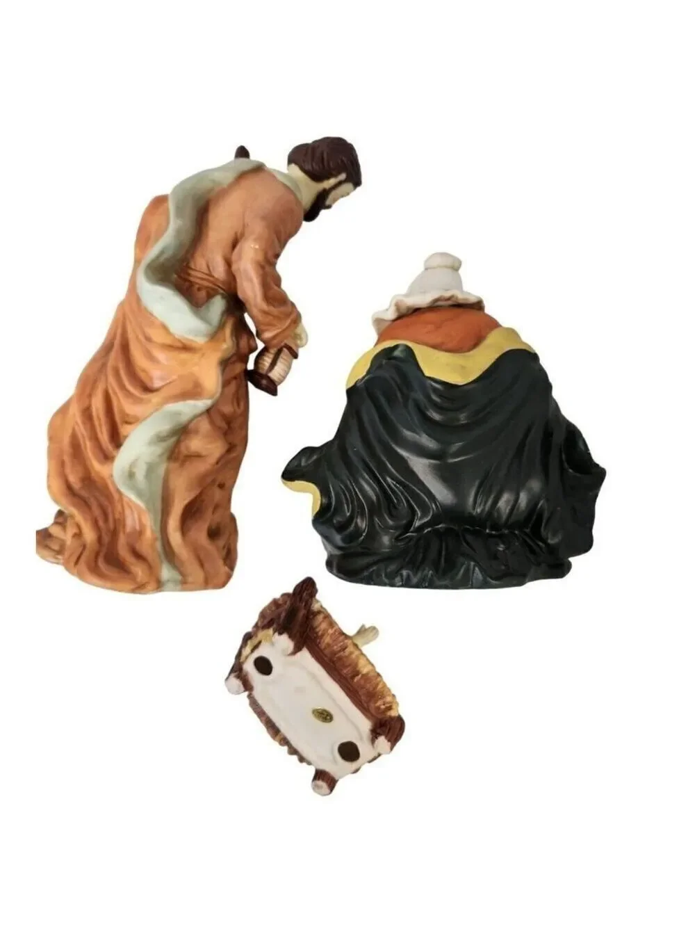 Hand Painted Porcelain Nativity Set 3 Piece Mary Joseph and Baby Jesus Figurines